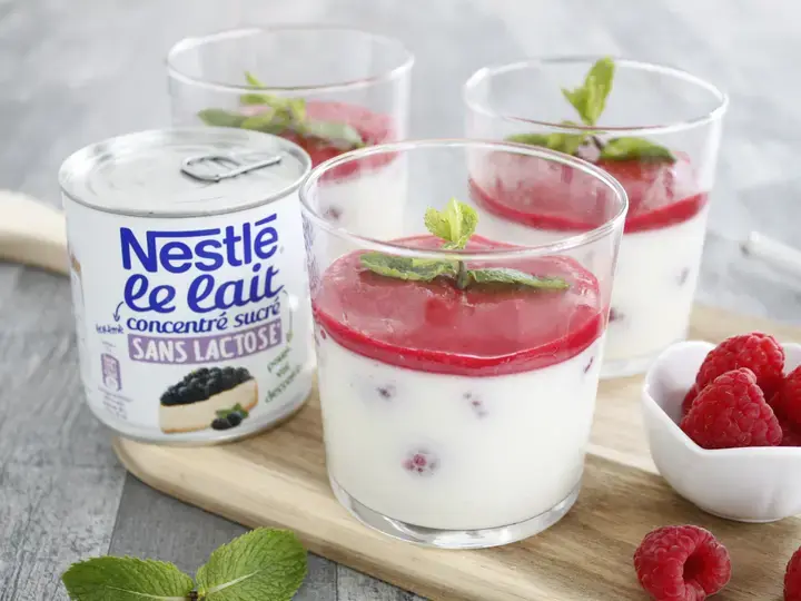 Panacotta aux framboises sans lactose