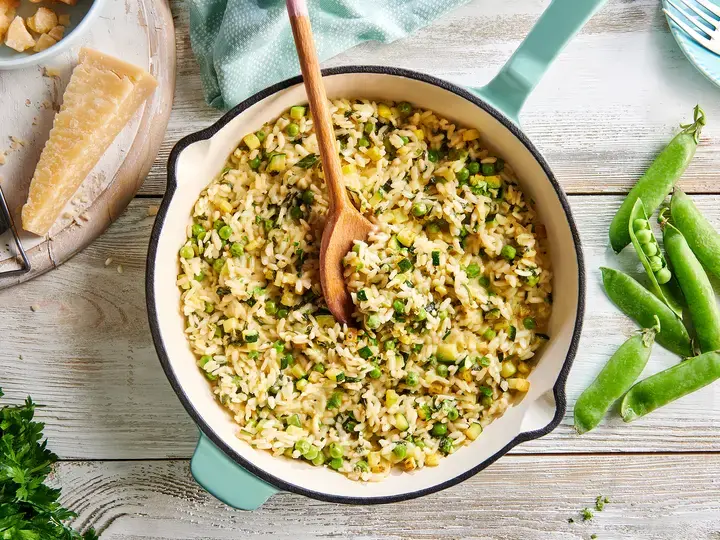 Risotto veggie gourmand aux légumes verts
