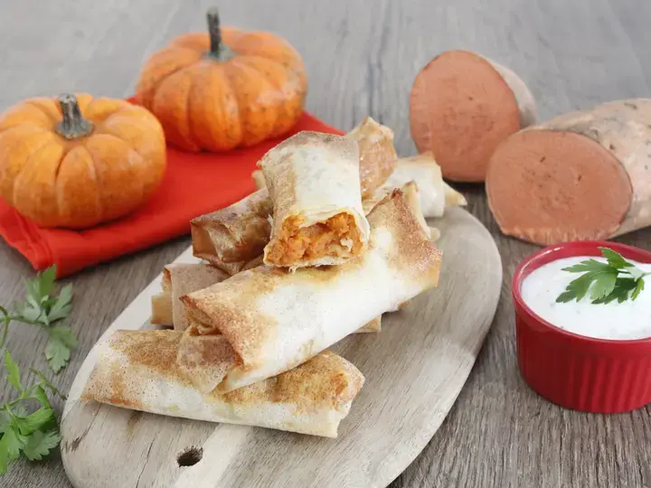 Nems potiron patate douce et sauce au skyr