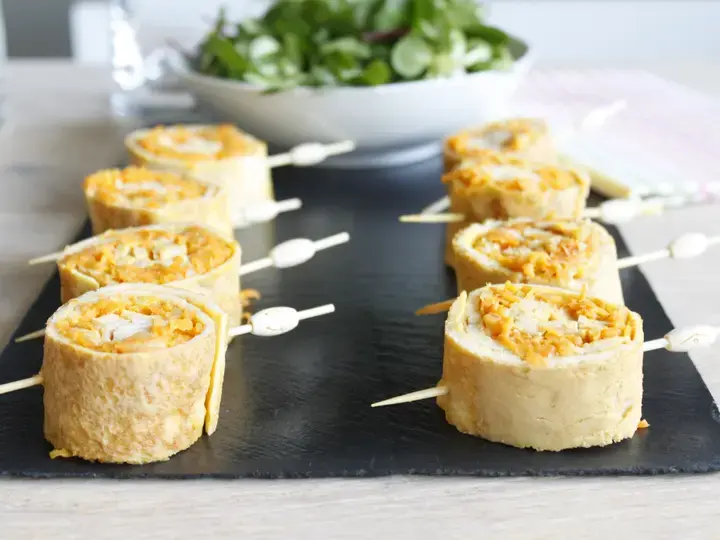 Rouleaux d'omelette carottes chèvre frais