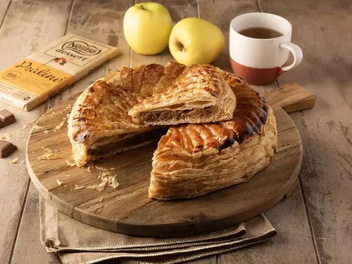 Galette pommes caramélisées et chocolat praliné