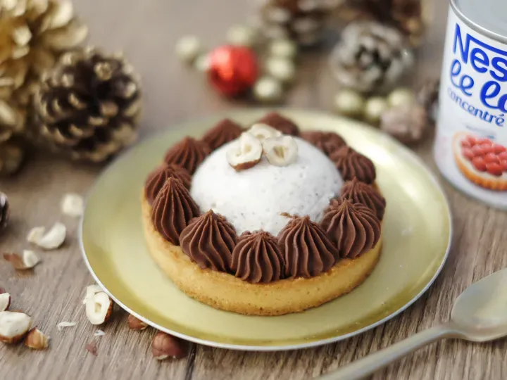 Tartelettes sablées ganache chocolat et glace noisettes