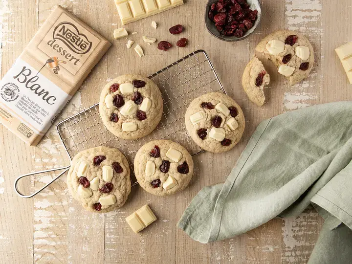 Cookies chocolat blanc et cranberries