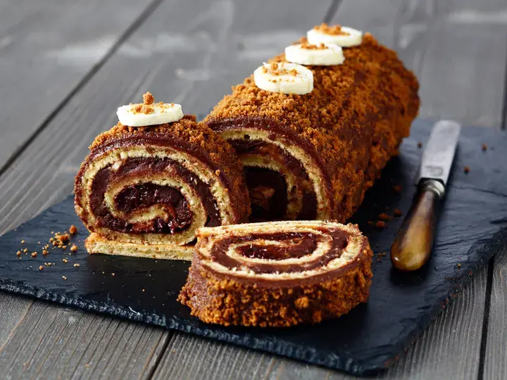 Roulé banane spéculoos et chocolat au lait