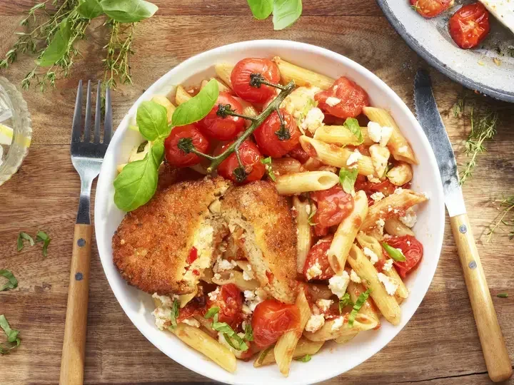 Feta pasta et Pavé gourmand courgettes et fromage