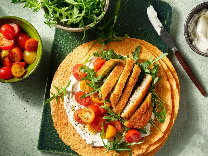 Vegetable tortilla with 99kcal Cauliflower Schnitzel