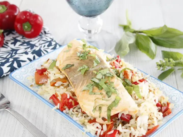 Dos de saumon riz au basilic cookeo