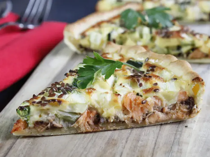 Quiche olives saumon et courgettes