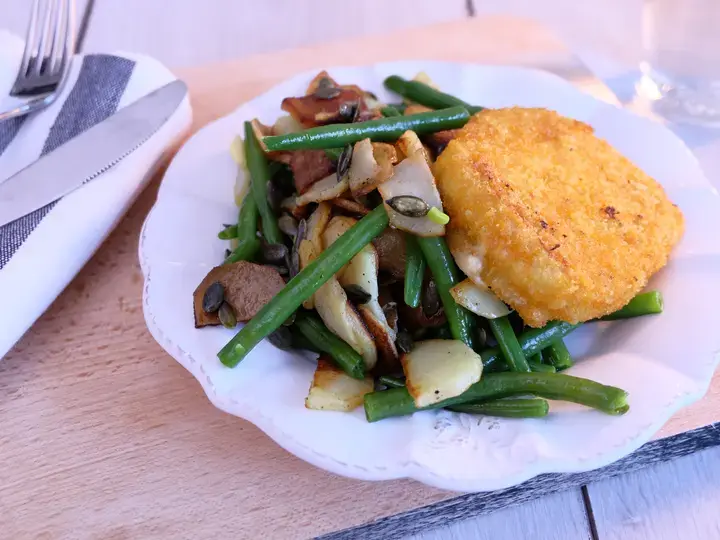 Pavé gourmand fromage et poelée de légumes