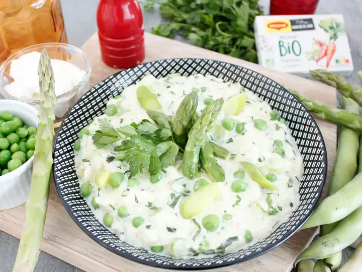 Risotto Primavera végétarien à la bière blanche