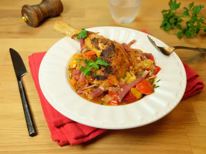 Poulet basquaise sans vaisselle