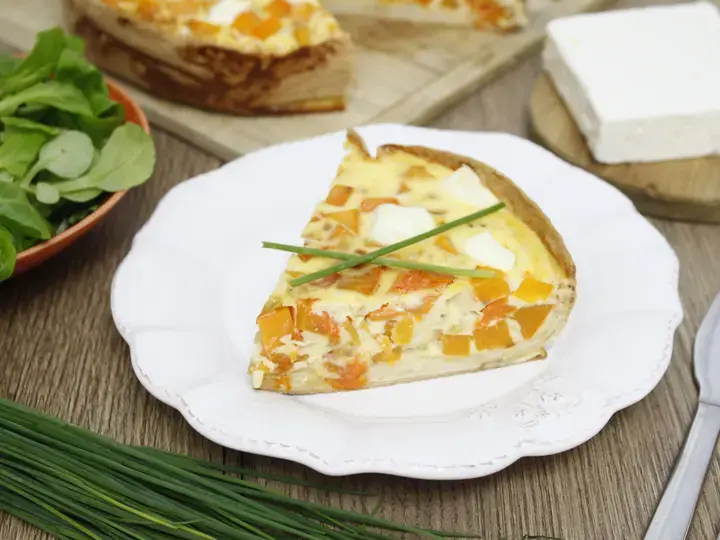 Tortilla quiche butternut feta