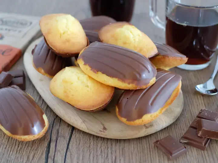 Madeleines coque chocolat caramel