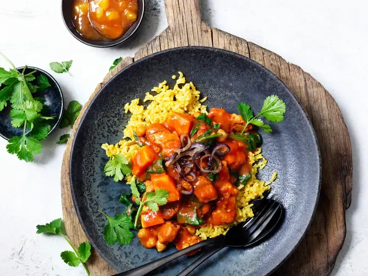 Simply Pieces, Sweet Potato, Spinaach and chickpea Curry
