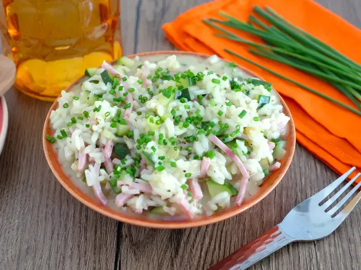 Risotto au jambonet courgettes