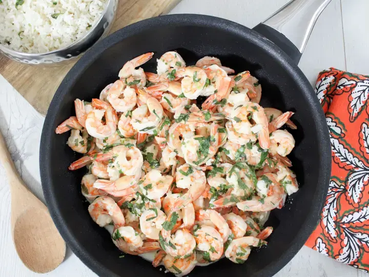 Crevettes crémeuse sauce ail persil