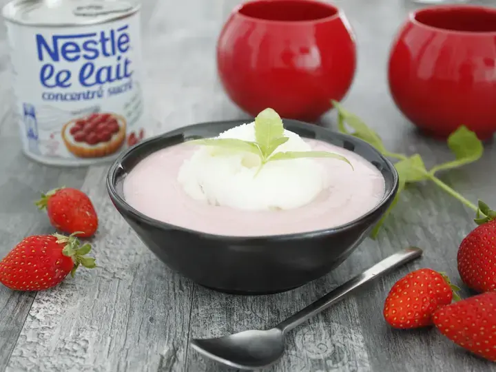 Soupe fraise et glace verveine