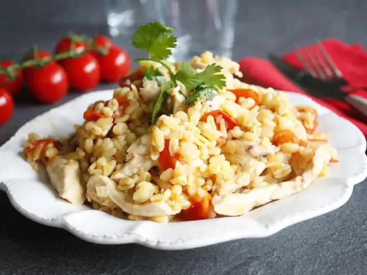 Blesotto aux tomates et poulet Bio media has been downloaded from content hub 202097985