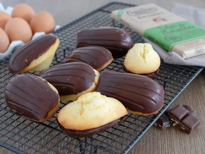 madeleine coque chocolat noir eclats de noisettes