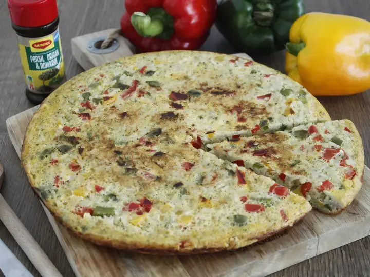 Omelette aux 3 poivrons et riz