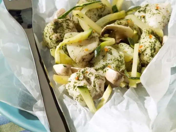 Papillottes de merlu courgette et citron vert