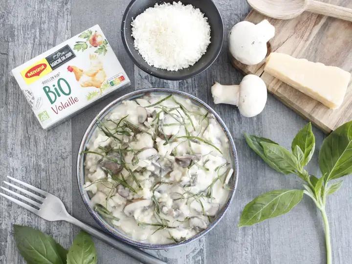 Risotto champignons basilic