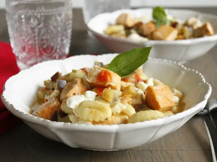 Gnocchi aux dés de saumon et mozarella
