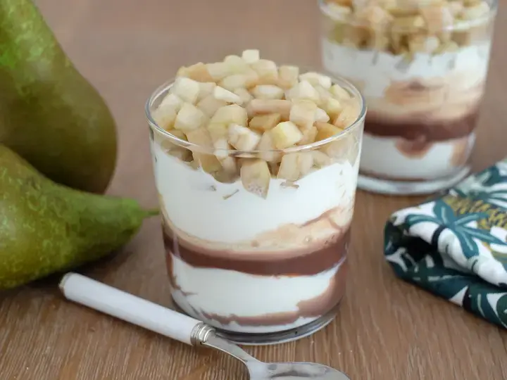Verrine fromage blanc chocolat poire