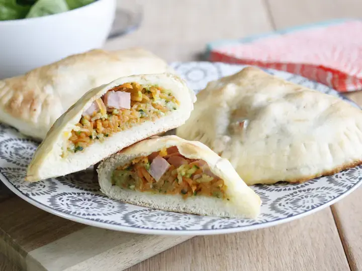 Chaussons pizza aux légumes et jambon