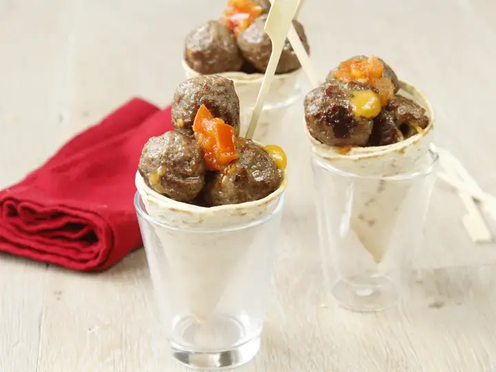 Cornet de tortilla boule de boeuf à la mexicaine