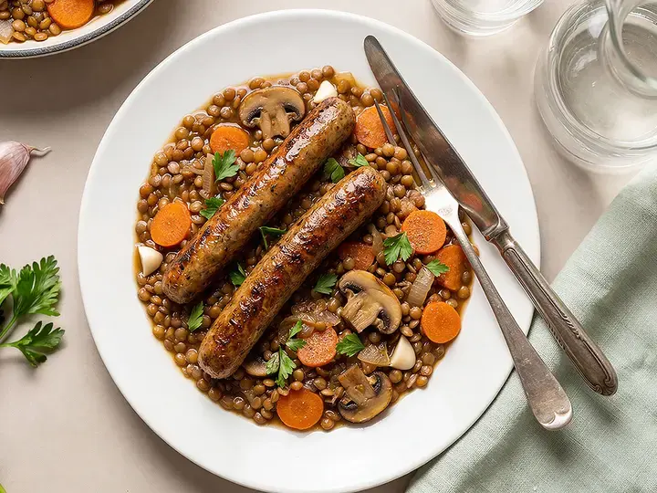 saucisses lentilles vegan