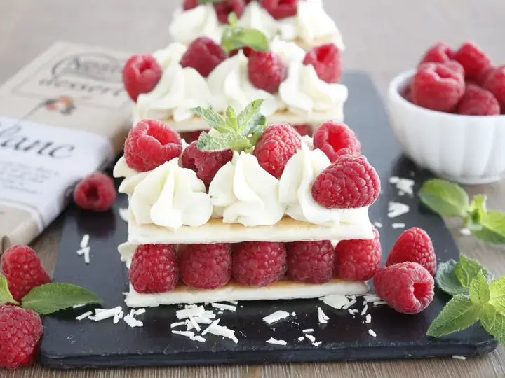 Millefeuilles framboises chocolat blanc