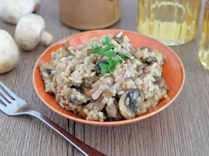 Risotto aux champignons et lardons