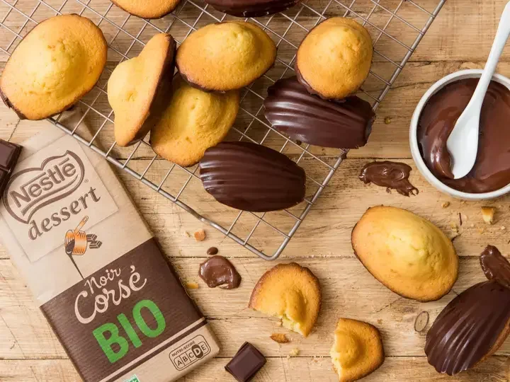Madeleines coques chocolat noir corsé bio