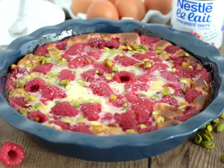 Clafoutis framboises pistaches