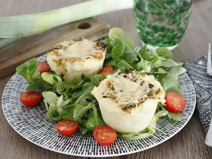 Smashed potatoes muffin poireaux oignons