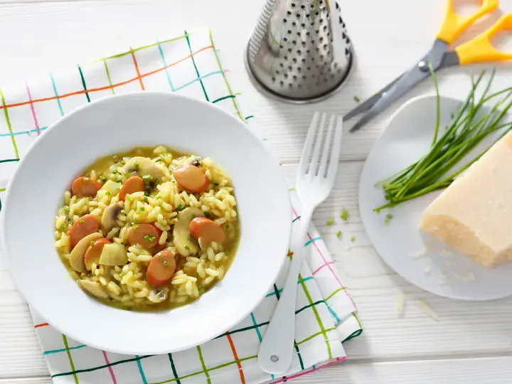 Risotto au Knacki Jambon et champignons