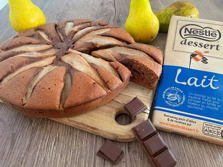 Moelleux au chocolat au lait et poires