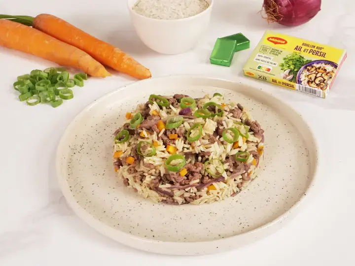 Riz sauté bœuf carotte