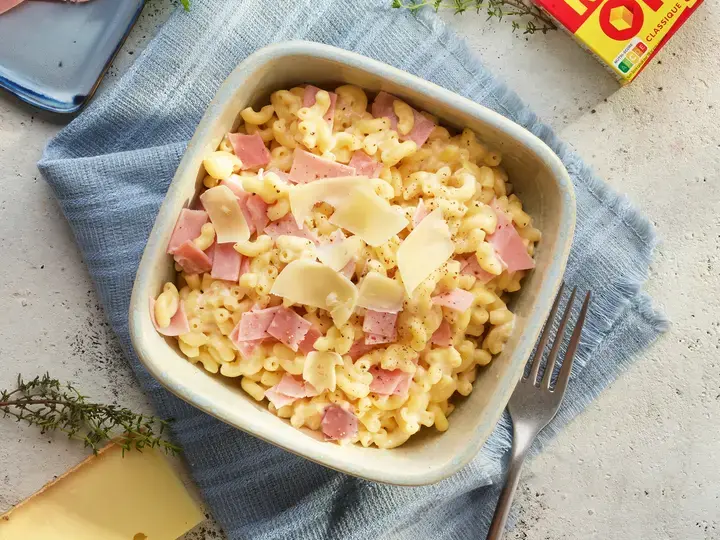 Coquillettes au jambon façon risotto