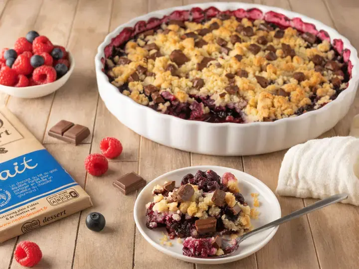 Crumble fruits rouges et chocolat au Lait