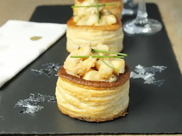 Vol au vent aux pétoncles et crevettes
