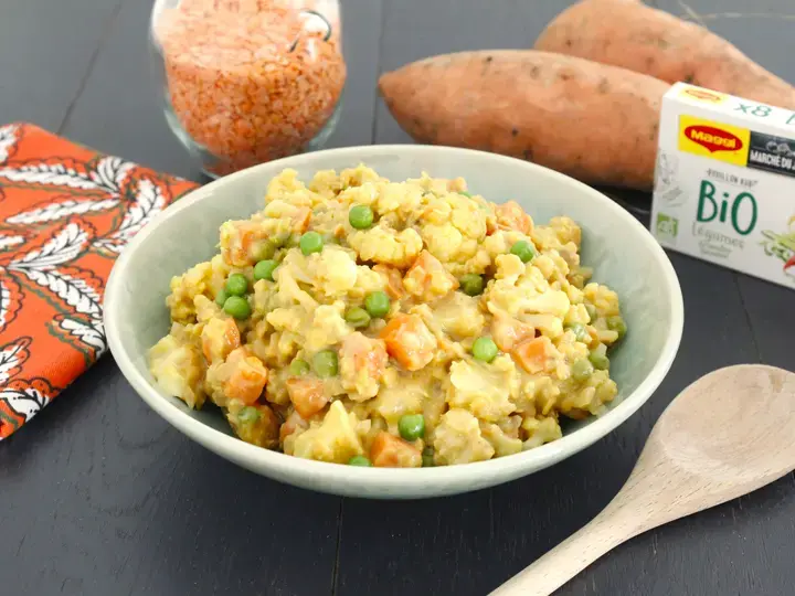 Dahl lentilles chou fleur patate douce