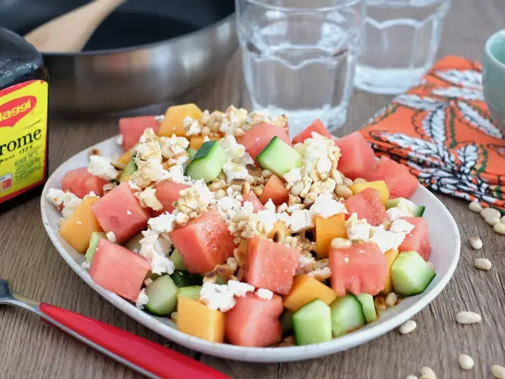 Salade melon pastèque feta