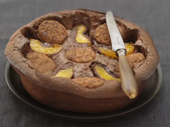 Clafoutis peche chocolat