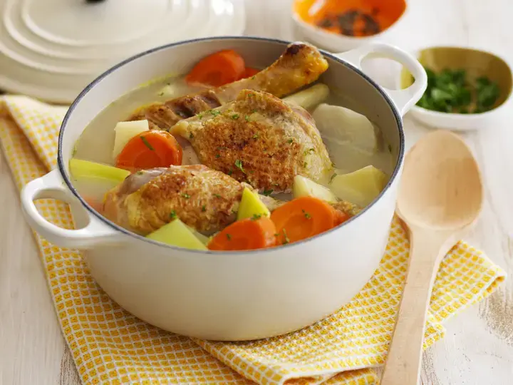 Mijoté de légumes d’hiver et poulet rôti
