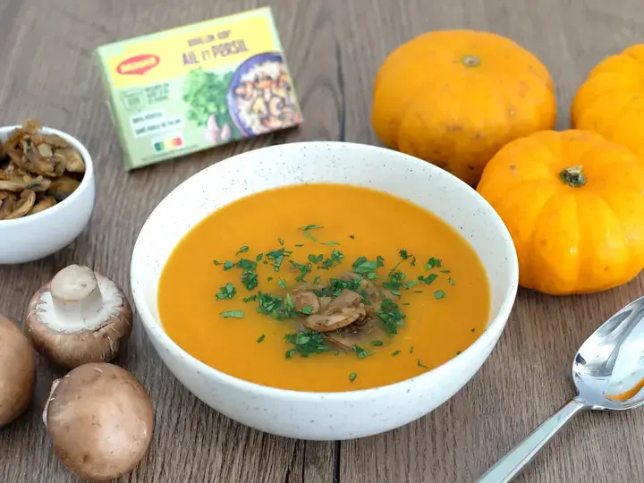 Soupe de potiron aux champignons