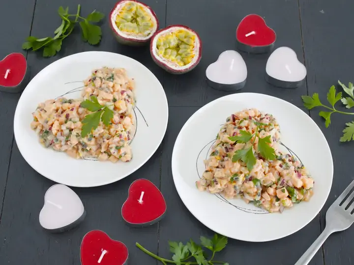 Tartare de coeur de saumon aux fruits de la passion