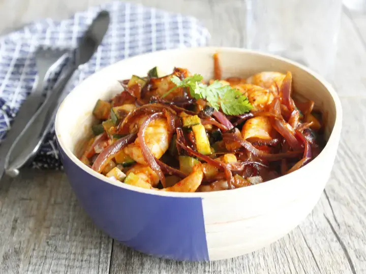 Crevettes sauce piquante