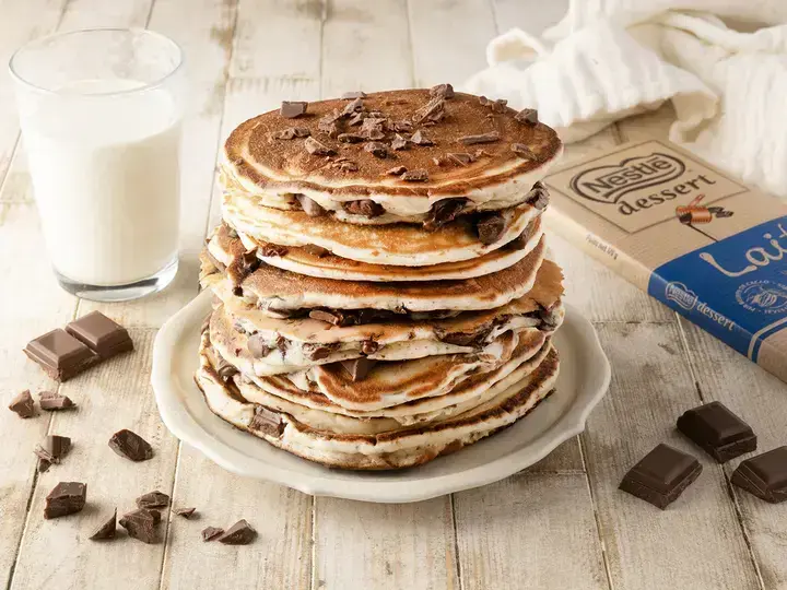 Pancakes aux pépites de chocolat au lait